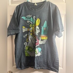 Hanes Black Tee with Yellow and Green Graphic